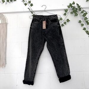NWT | Nasty Gal Organic Denim High Waist Mom Jeans | Black Charcoal
